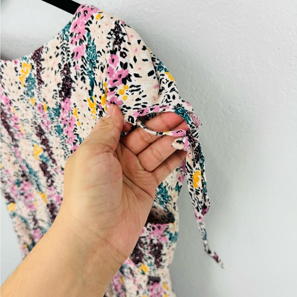 Free People Miss Right Cream & Purple Floral Print Mini Dress with Front Keyhole - Picture 8 of 12